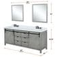 Lexora Home Marsyas 84" Double Bathroom Vanity in Ash Grey with White Quartz Top and Rectangular Sinks, , large