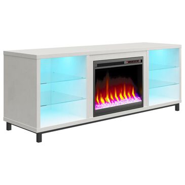 DHP Lumina Deluxe 65" TV Stand with Fireplace in White Plaster, , large