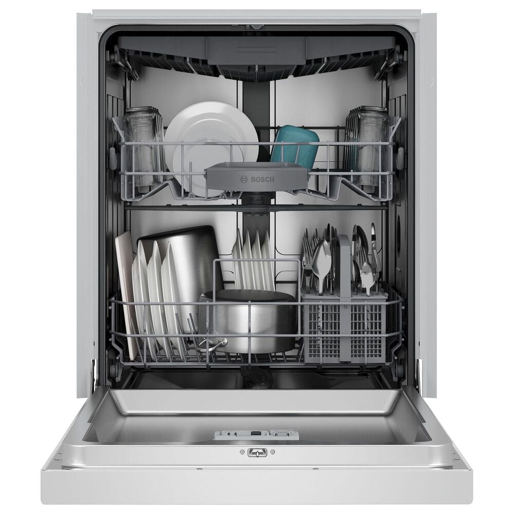 Bosch 300 Series 24&quot; Built-In Recessed Handle Dishwasher with 8 Wash Cycles in White, , large
