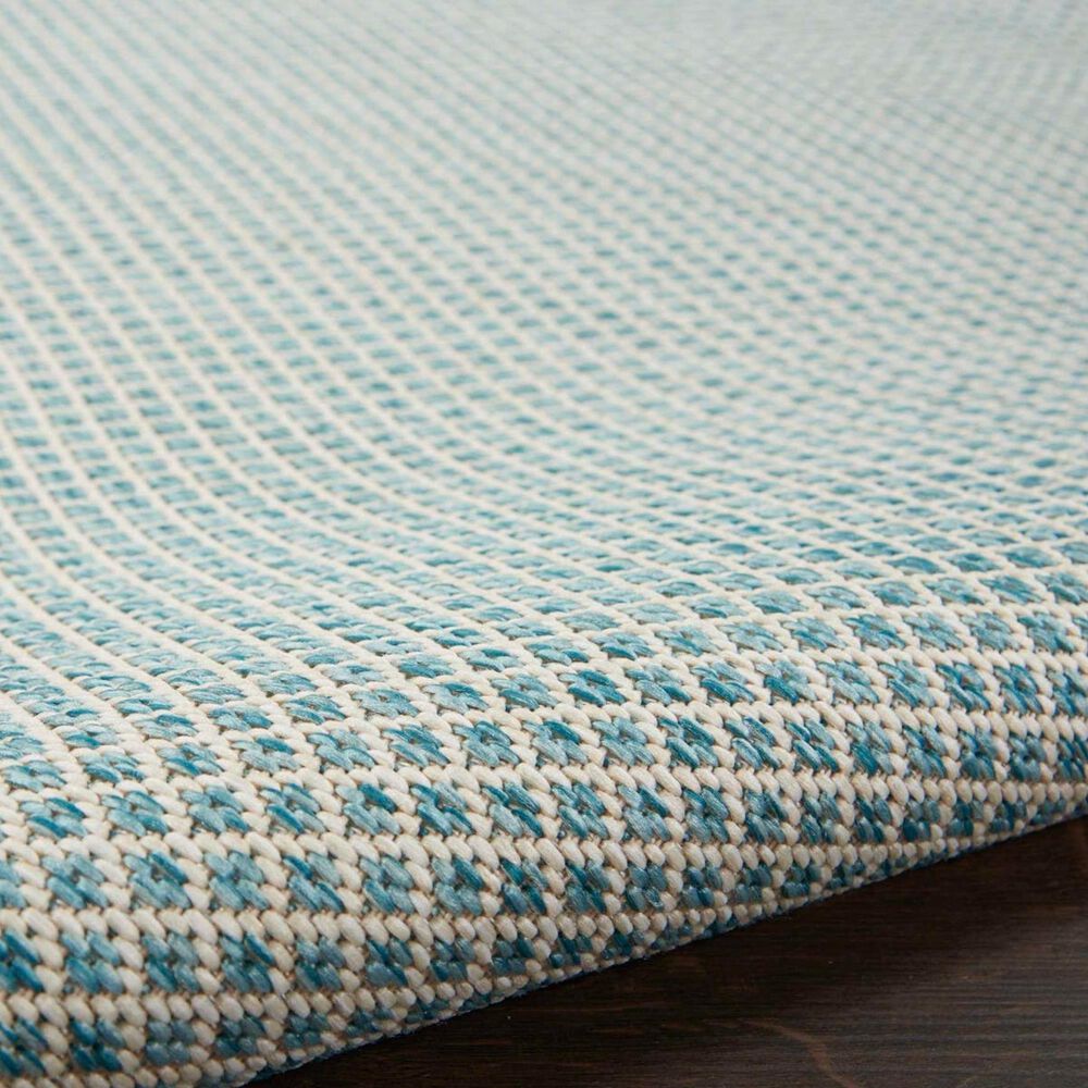 Nourison Courtyard Ivory and Aqua 8&#39; x 10&#39; Indoor/Outdoor Area Rug, , large