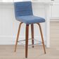 Armen Living Vienna Swivel Counter Height Stool with Vintage Blue Upholstery in Walnut, , large