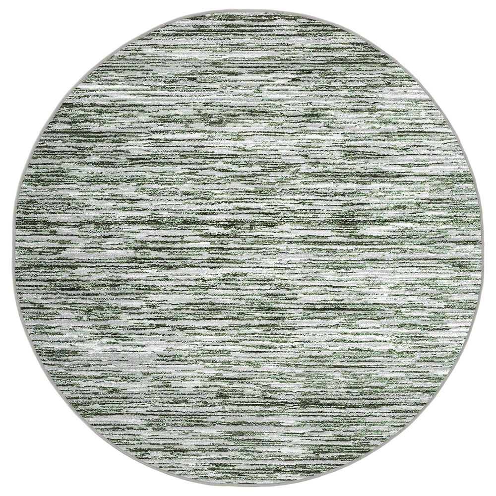 Radici USA Davide Striped 7"10" Round Green Area Rug, , large