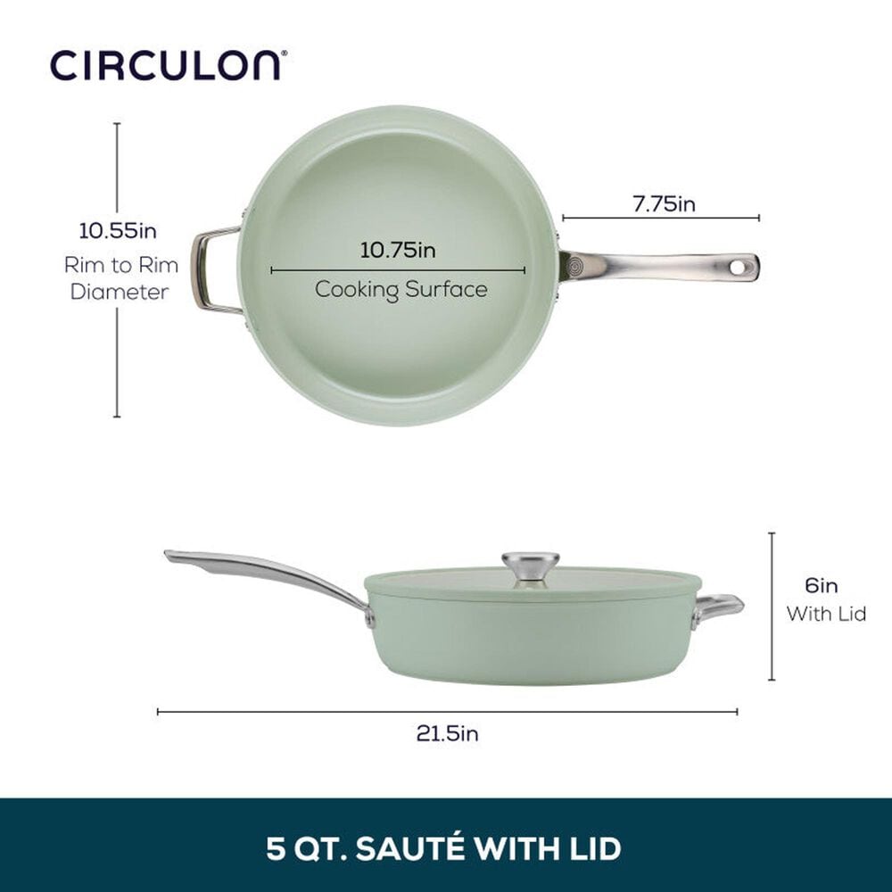 Circulon 5-Quart Ceramic Nonstick Saute Pan with Lid in Sage, , large