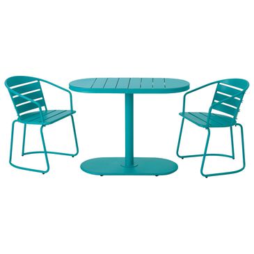 Hearth and Haven Santa Monica 3-Piece Outdoor Bistro Set in Teal, , large