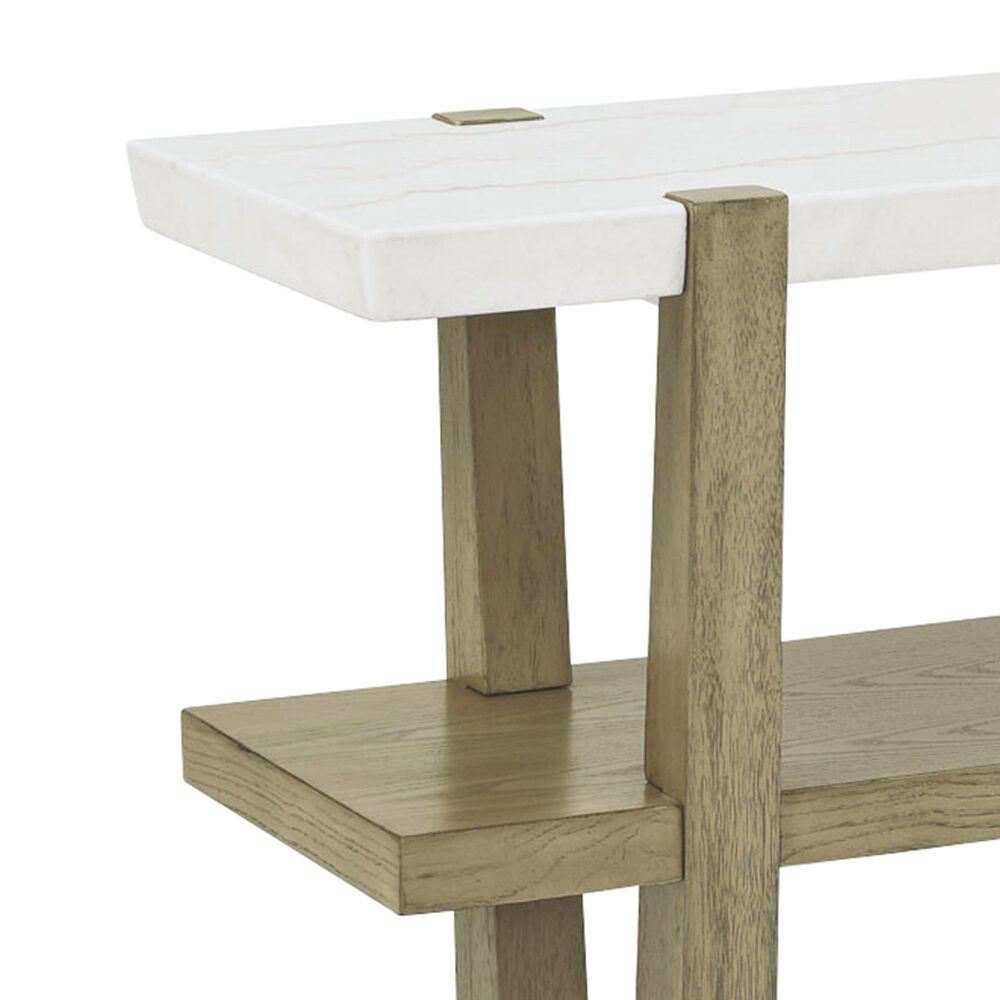 Steve Silver Perth Sofa Table in White and Weathered Sand, , large