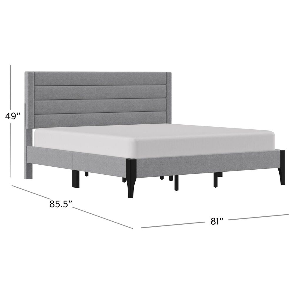 Richlands Furniture Maryhill King Platform Bed with Light Gray Upholstery in Black, , large
