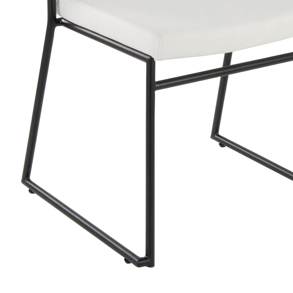 LumiSource Dutchess Side Chair with White Faux Leather Cushion in Black (Set of 2), , large