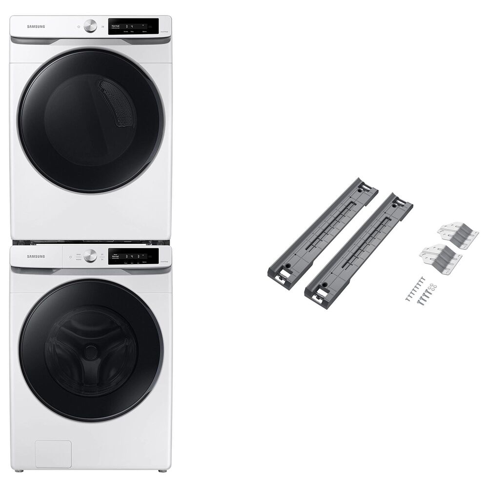 Samsung 4.5 Cu. Ft. Smart Dial Front Load Washer with 7.5 Cu. Ft. Gas Dryer and Stacking Kit in White, , large