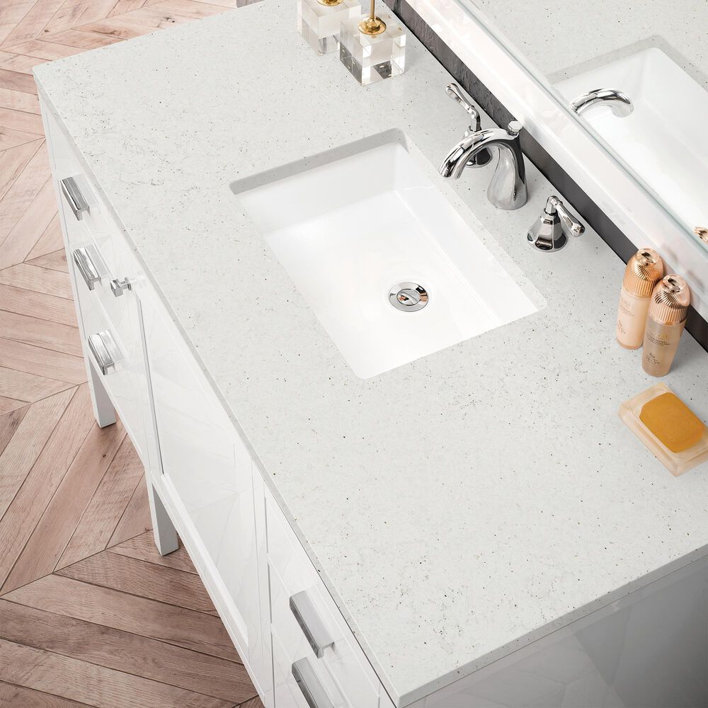 James Martin Vanities Addison 48" Single Bathroom Vanity in Glossy White with 3 cm Lime Delight Quartz Top and Rectangular Sink, , large