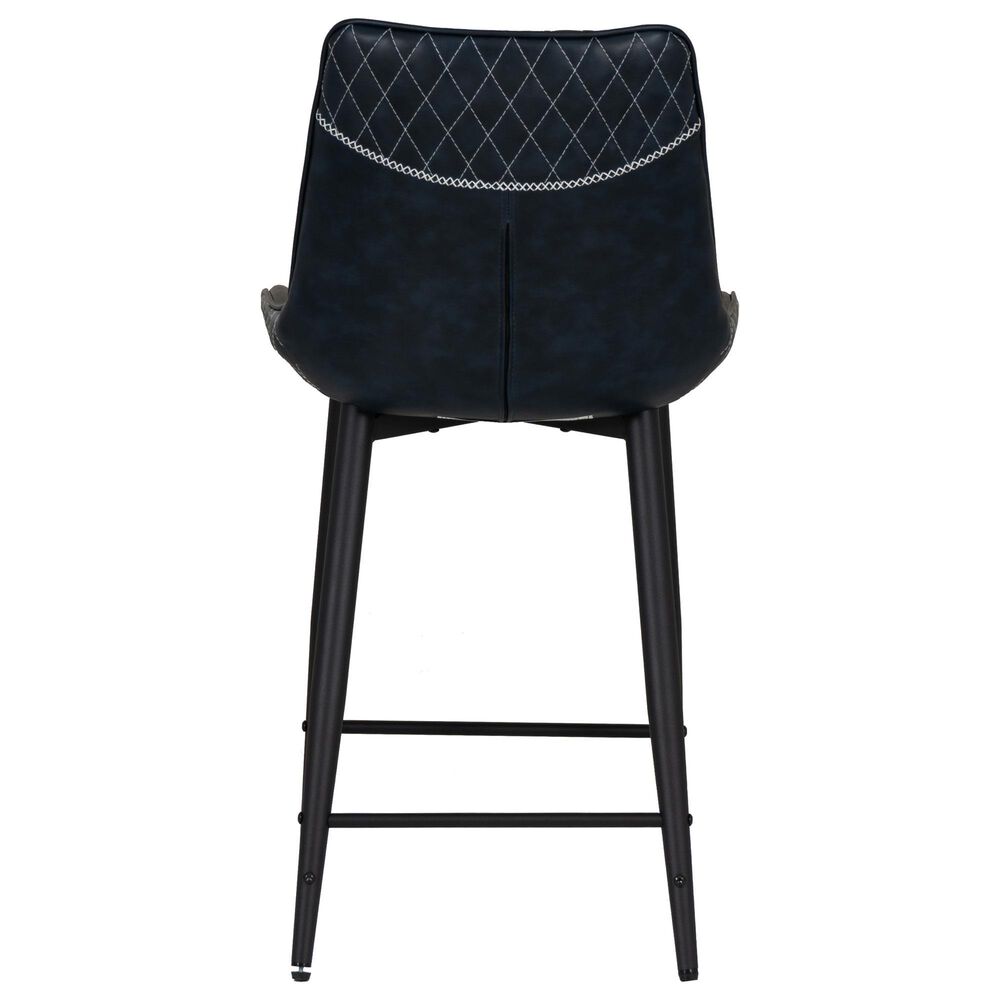 Linon Home Decor Elder 24" Counter Stool with Navy Cushion in Black, , large