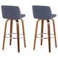 LumiSource Toriano Swivel Bar Stool with Blue Fabric Upholstery in Walnut and Chrome (Set of 2), , large