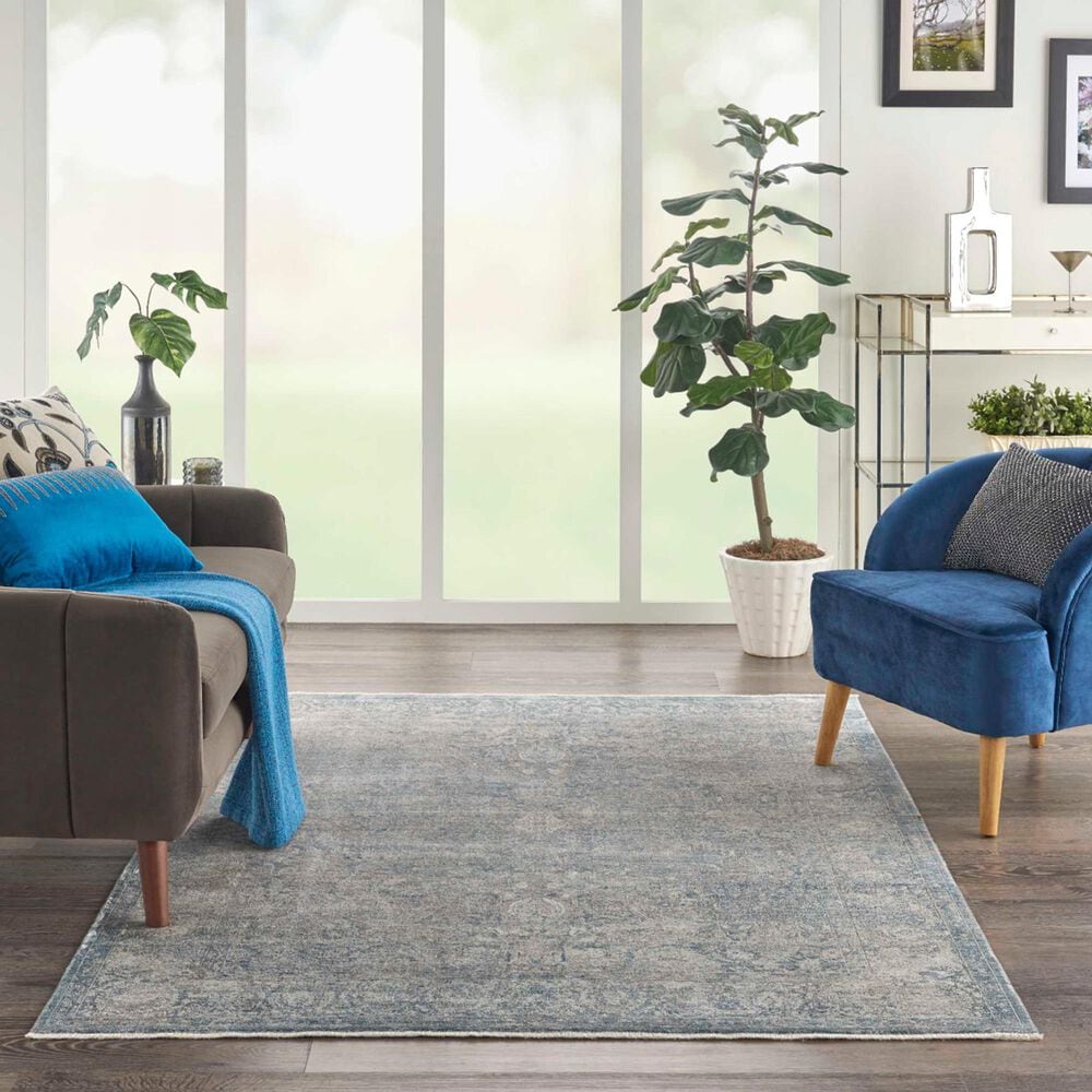 Nourison Starry Nights STN01 5&#39; x 7&#39; Cream and Blue Area Rug, , large