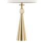 LumiSource Cone Travertine Table Lamp with White Shimmer Shade in Gold (Set of 2), , large