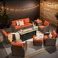 HOMLUX 8-Piece Patio Conversation Set with Fire Pit Table in Orange Red, , large