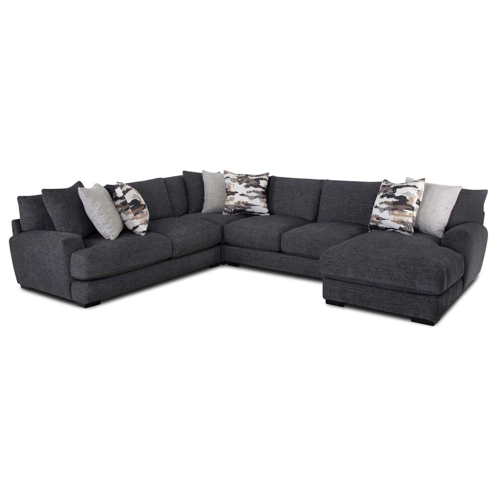 Moore Furniture Collins 4-Piece Right Facing Sectional with Chaise in Mandy Slate, , large