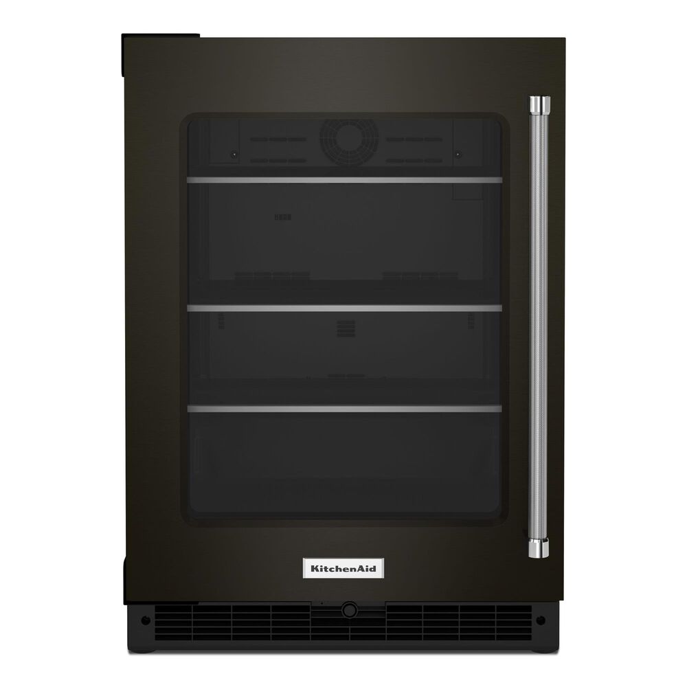 KitchenAid 24" Undercounter Refrigerator with Glass Door and Shelves in Black Stainless Steel, , large