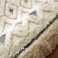 L&R Resources Sinuous Geometric Diamonds 4" Round Cream and Blue Area Rug, , large