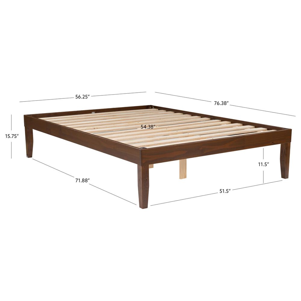 Linon Home Decor Polly Full Platform Bed in Rich Walnut, , large