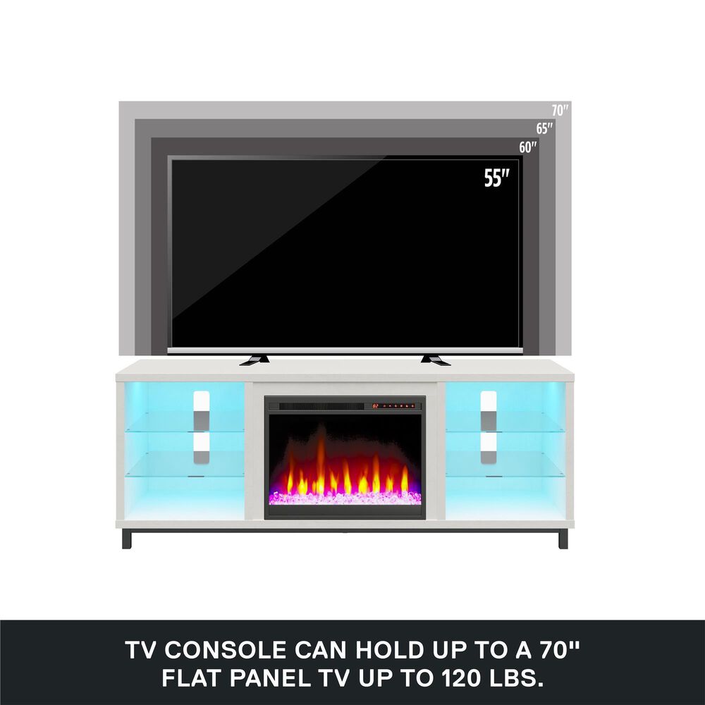 DHP Lumina 65&quot; TV Stand with Electric Fireplace in Plaster, , large