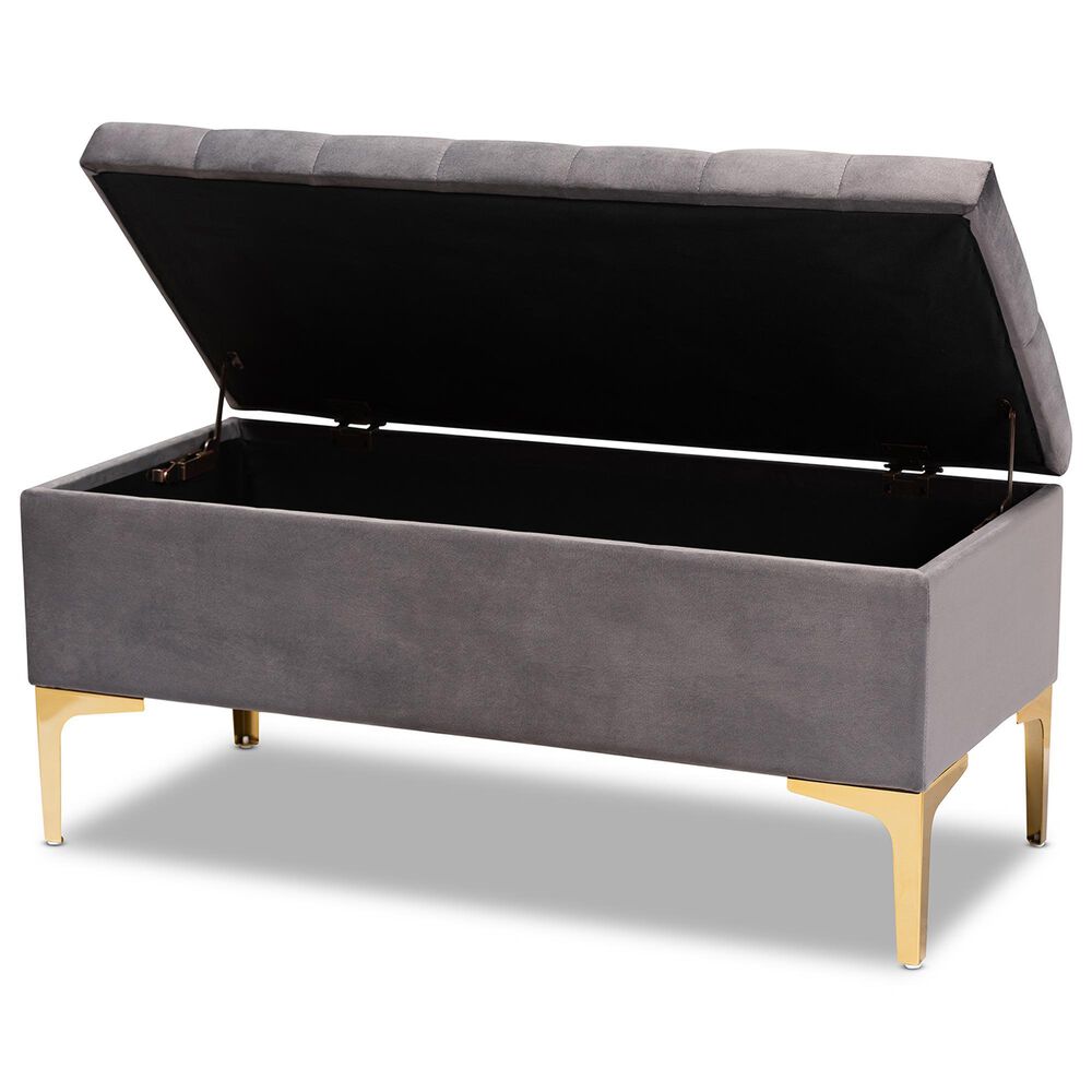 Baxton Studio Valere Storage Ottoman in Grey, , large