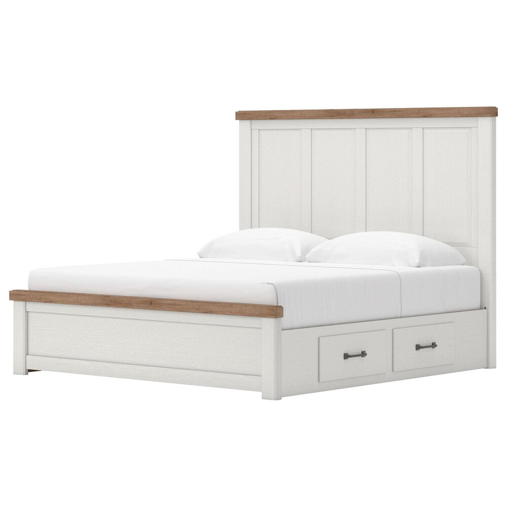 Ashley Savonport King Storage Panel Bed in White and Brown, , large