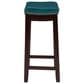Linon Home Decor Claridge Counter Stool with Blue Cushion in Dark Brown, , large