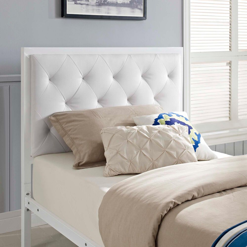 Modway Mia Vinyl Twin Platform Bed in White, , large