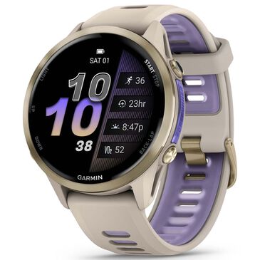 Garmin Forerunner 970 47 mm Soft Gold Titanium Case with French Gray and Translucent Indigo Band, , large