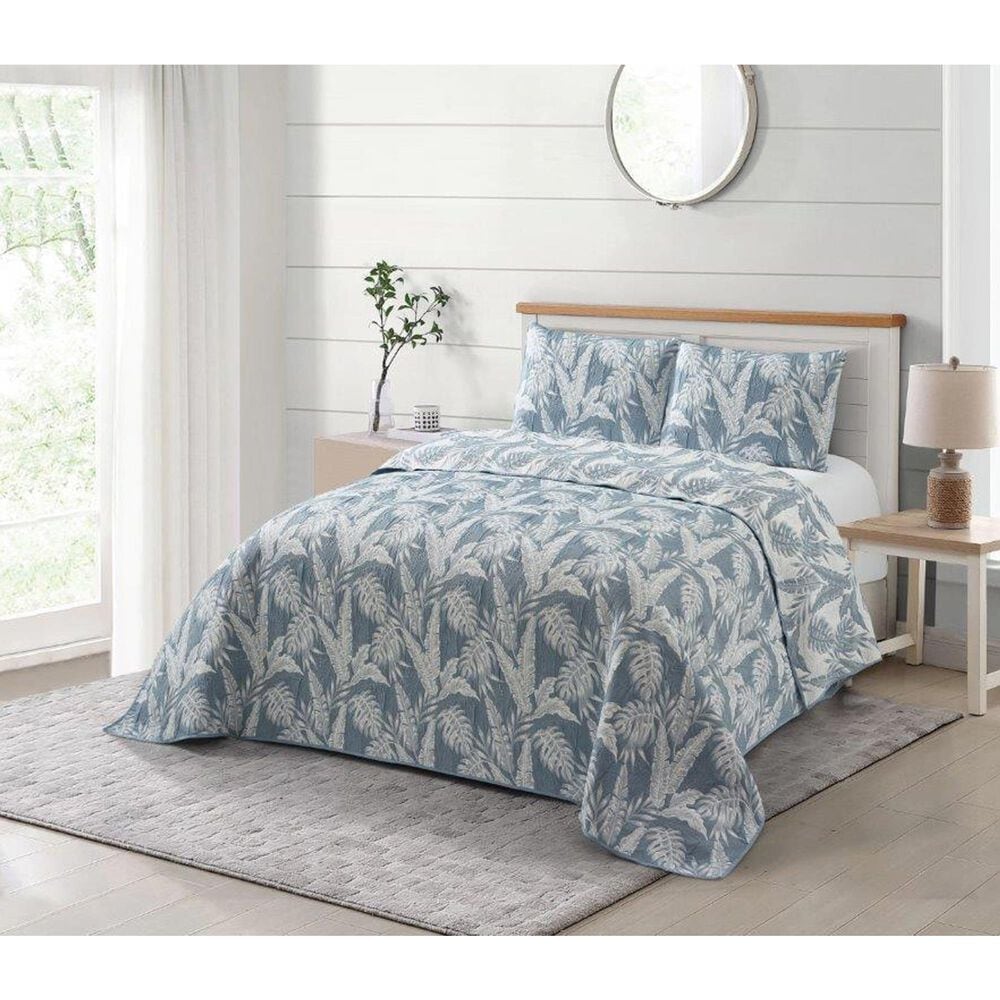 Duke Imports Virah Bella Jacquard 3-Piece King Quilt Set in Slate Tropics, , large
