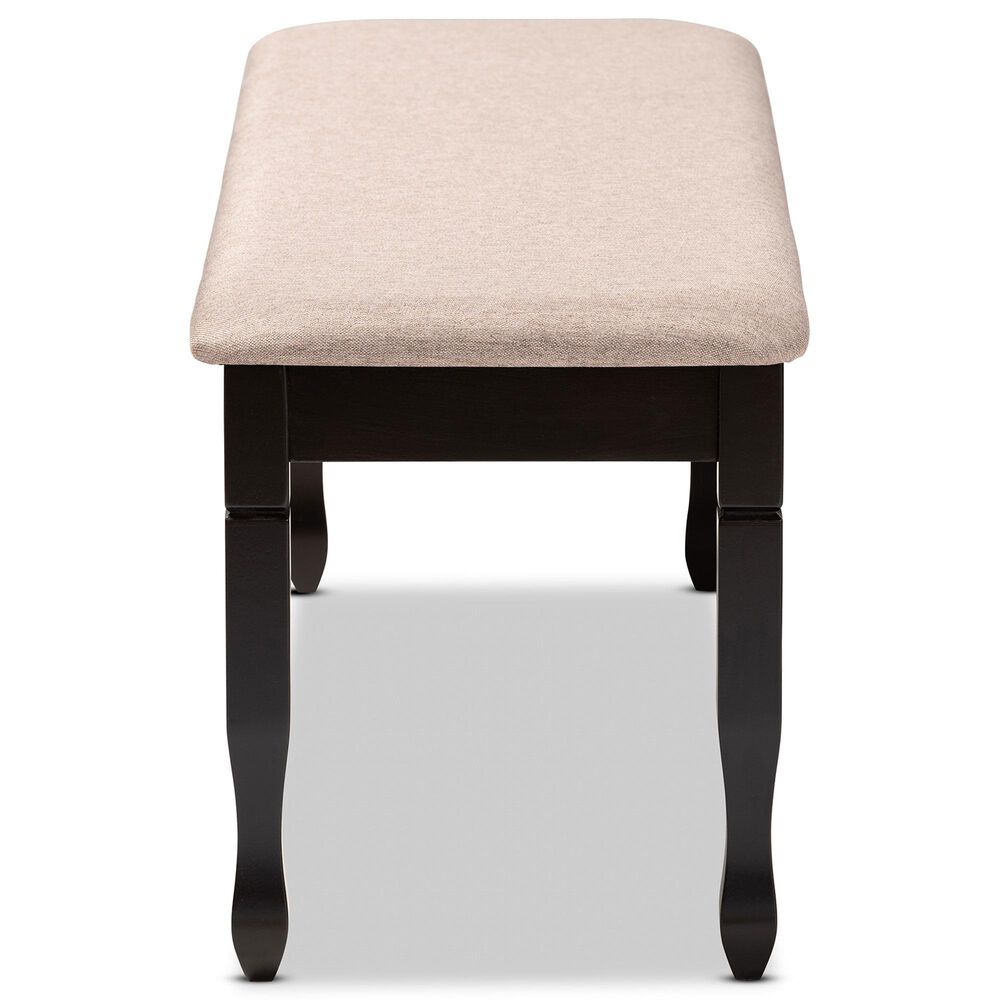 Baxton Studio Corey Dining Bench with Sand Cushion in Dark Brown, , large