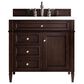 James Martin Vanities Brittany 36" Single Bathroom Vanity in Burnished Mahogany with 3 cm White Zeus Quartz Top and Rectangular Sink, , large