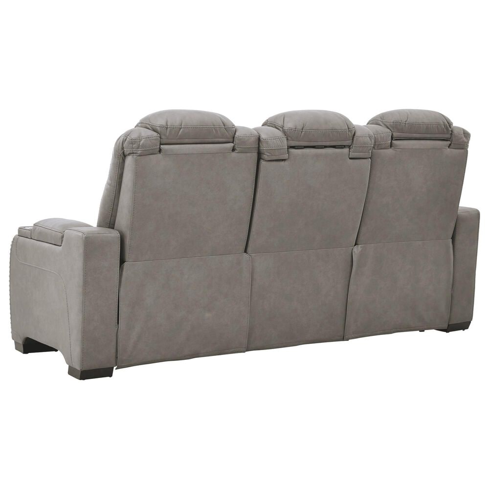 Ashley The Man-Den Power Reclining Sofa with Adjustable Headrest in Gray, , large