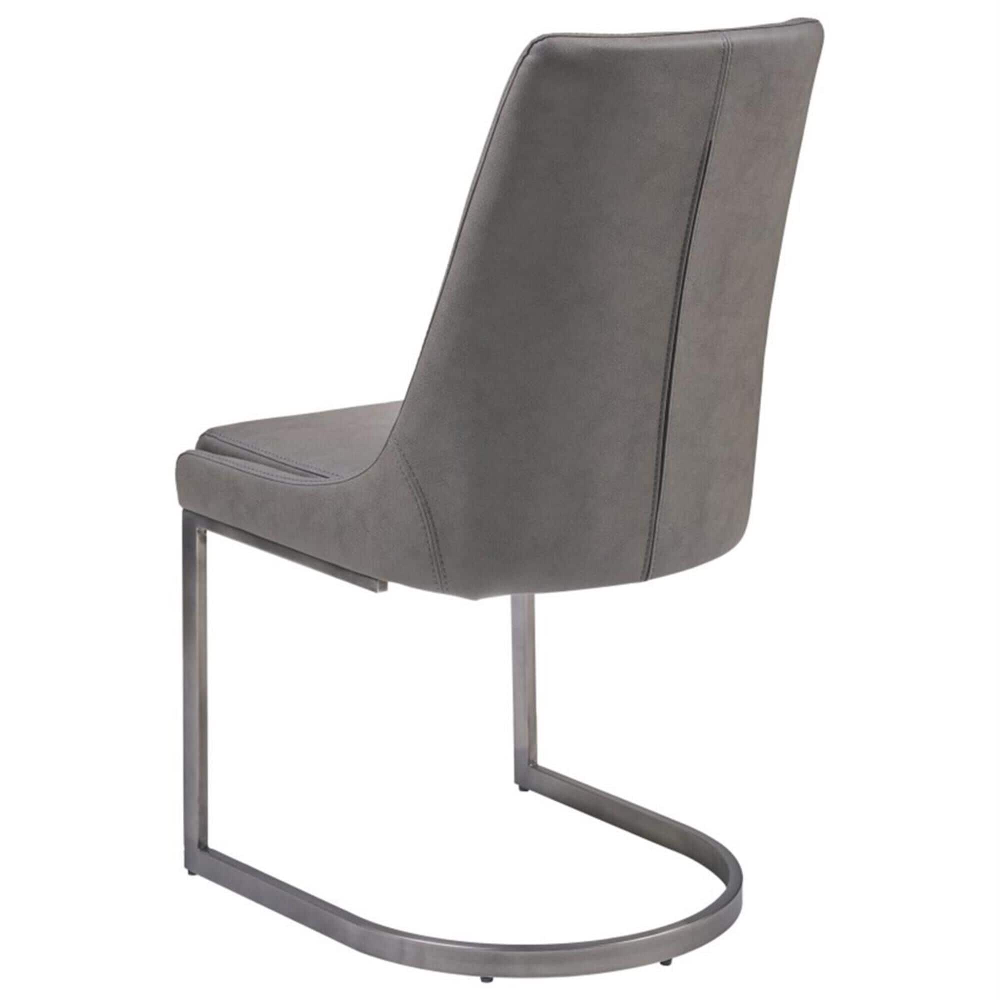 Grey leather best sale cantilever dining chairs