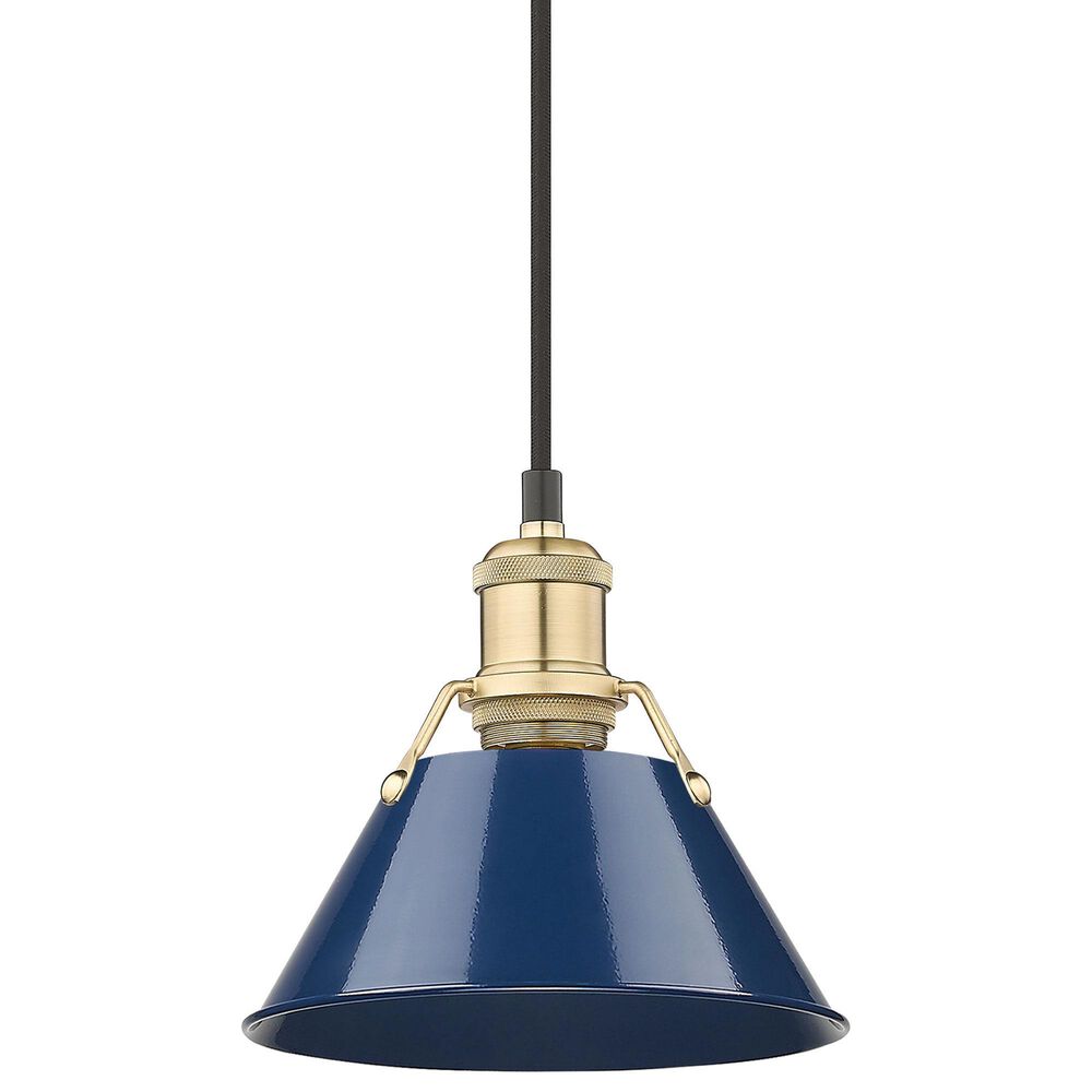 Golden Lighting Orwell 1-Light Small Pendant with Matte Navy Shade in Brushed Champagne Bronze, , large