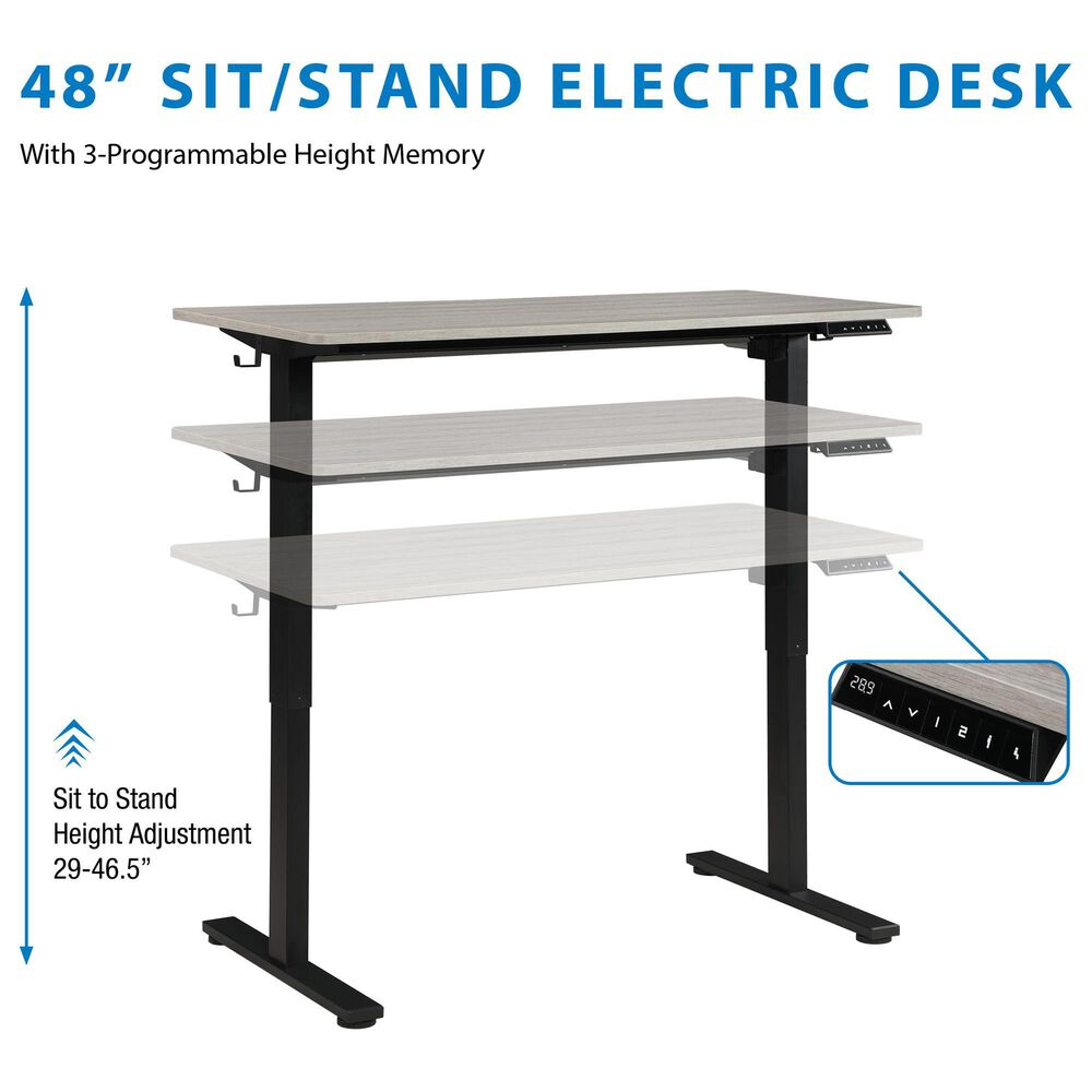 OSP Home Primo 48&quot; Electric Sit and Stand Desk in Black and Light Gray, , large