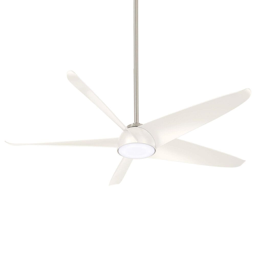 Minka-Aire Ellipse 60" LED Ceiling Fan with White Blades in Brushed Nickel, , large