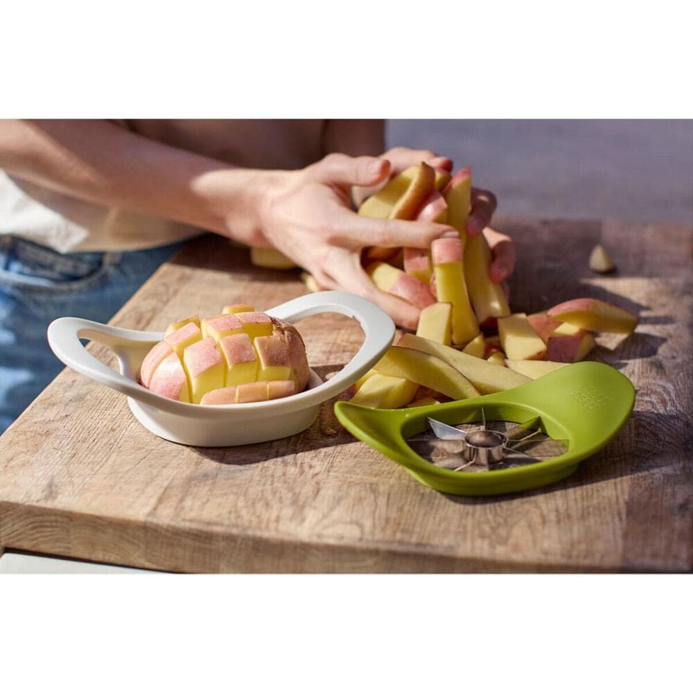 Joseph Joseph Nest Press 2-in-1 Apple Corer and Potato Cutter in White and Green, , large