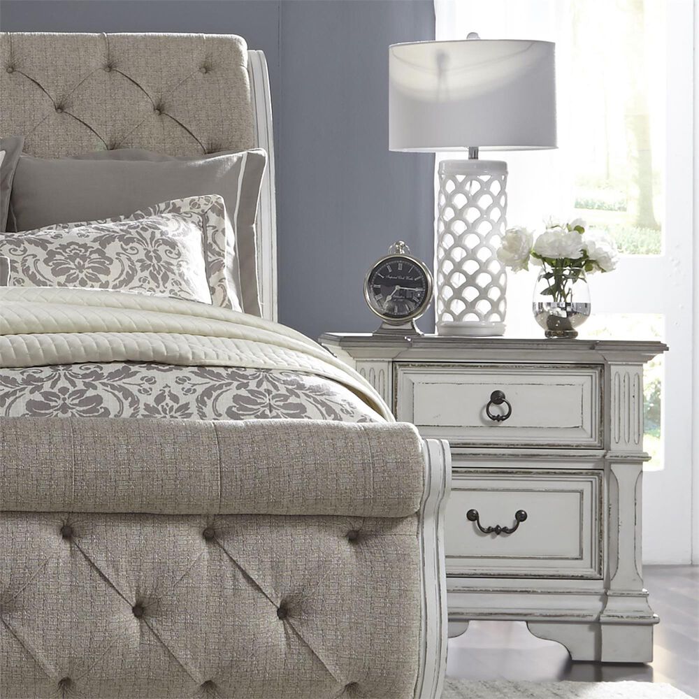 Belle Furnishings Abbey Park 2 Drawer Nightstand with Charging Station in White, , large