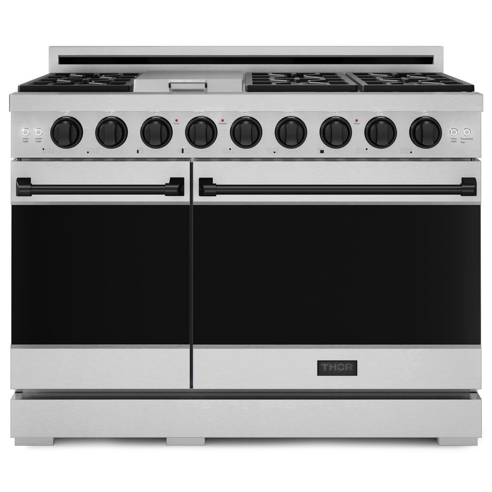 THOR KITCHEN Gordon Ramsay 6.8 Cu. Ft. 48" Professional Natural Gas Range with Black Handle Kit in Stainless Steel, , large