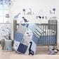 Lambs and Ivy Roar Crib Fitted Sheet in Blue, Gray and White, , large