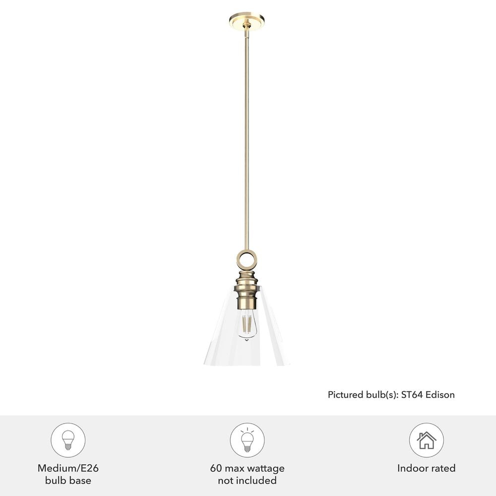 Hunter Klein 12&quot; 1-Light Pendant with Clear Shade in Alturas Gold, , large