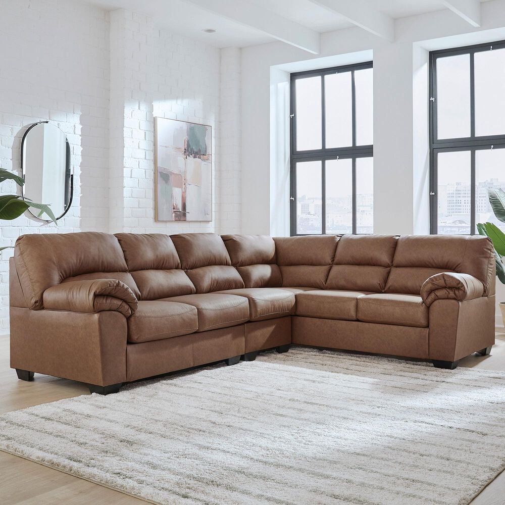 Ashley WillowBend 3-Piece Sectional with RAF Sofa in Caramel, , large