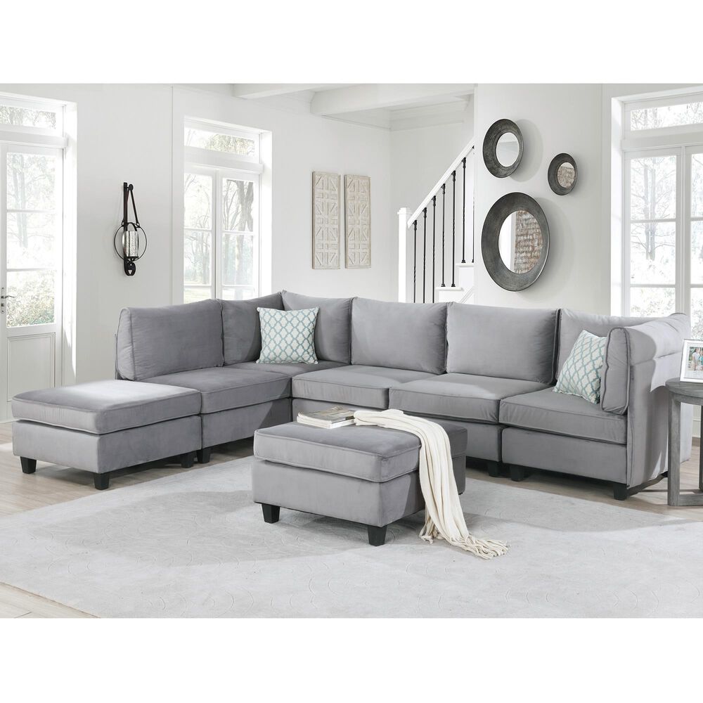 Lilola Home Zelmira Ottoman in Gray, , large
