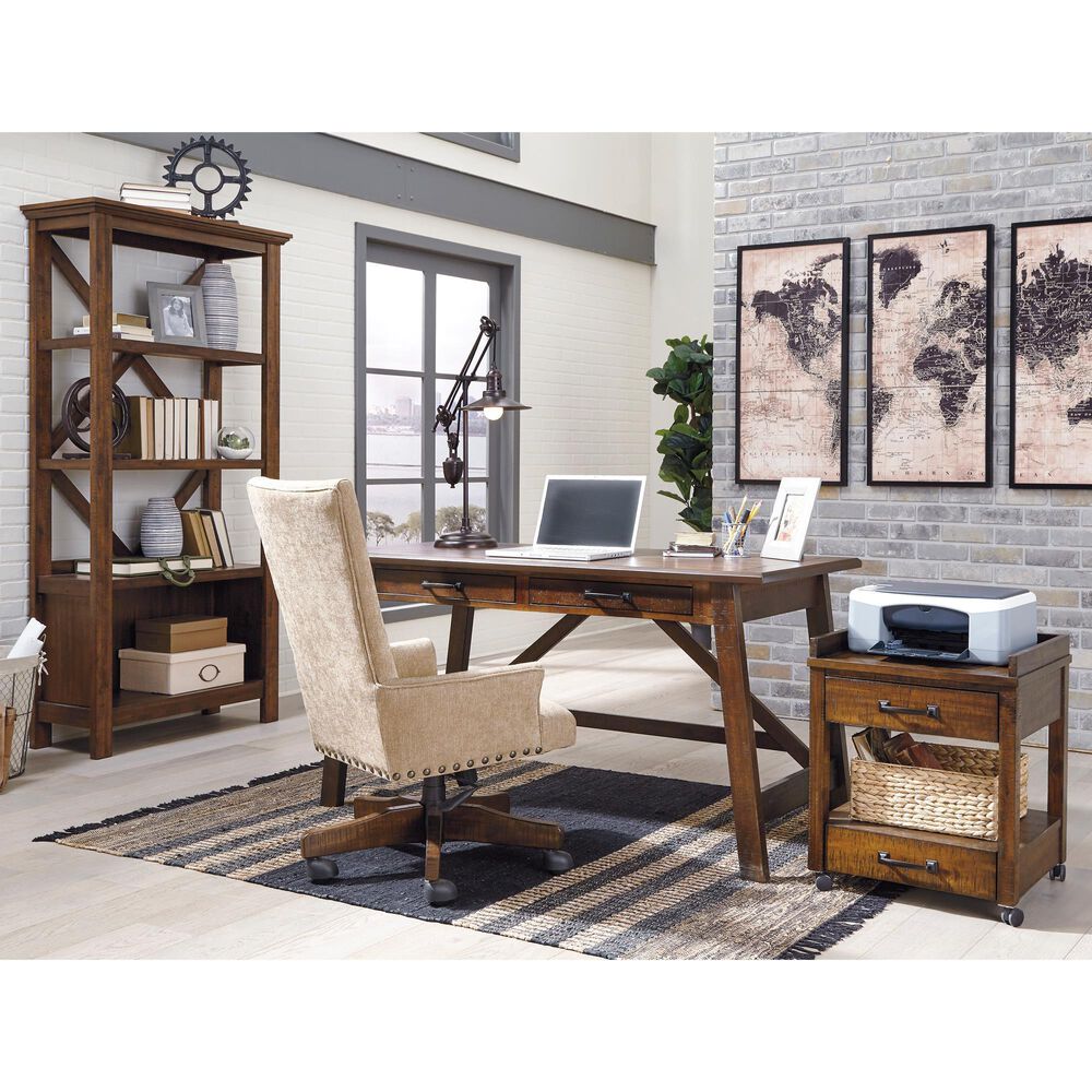 Ashley Baldridge 3-Piece Office Desk Set in Rustic Brown, , large