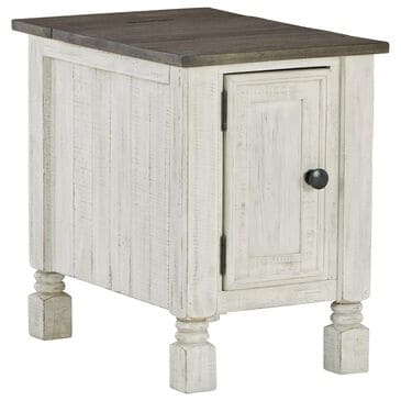 Ashley Havalance Chairside End Table in Distressed Vintage White and Weathered Gray, , large