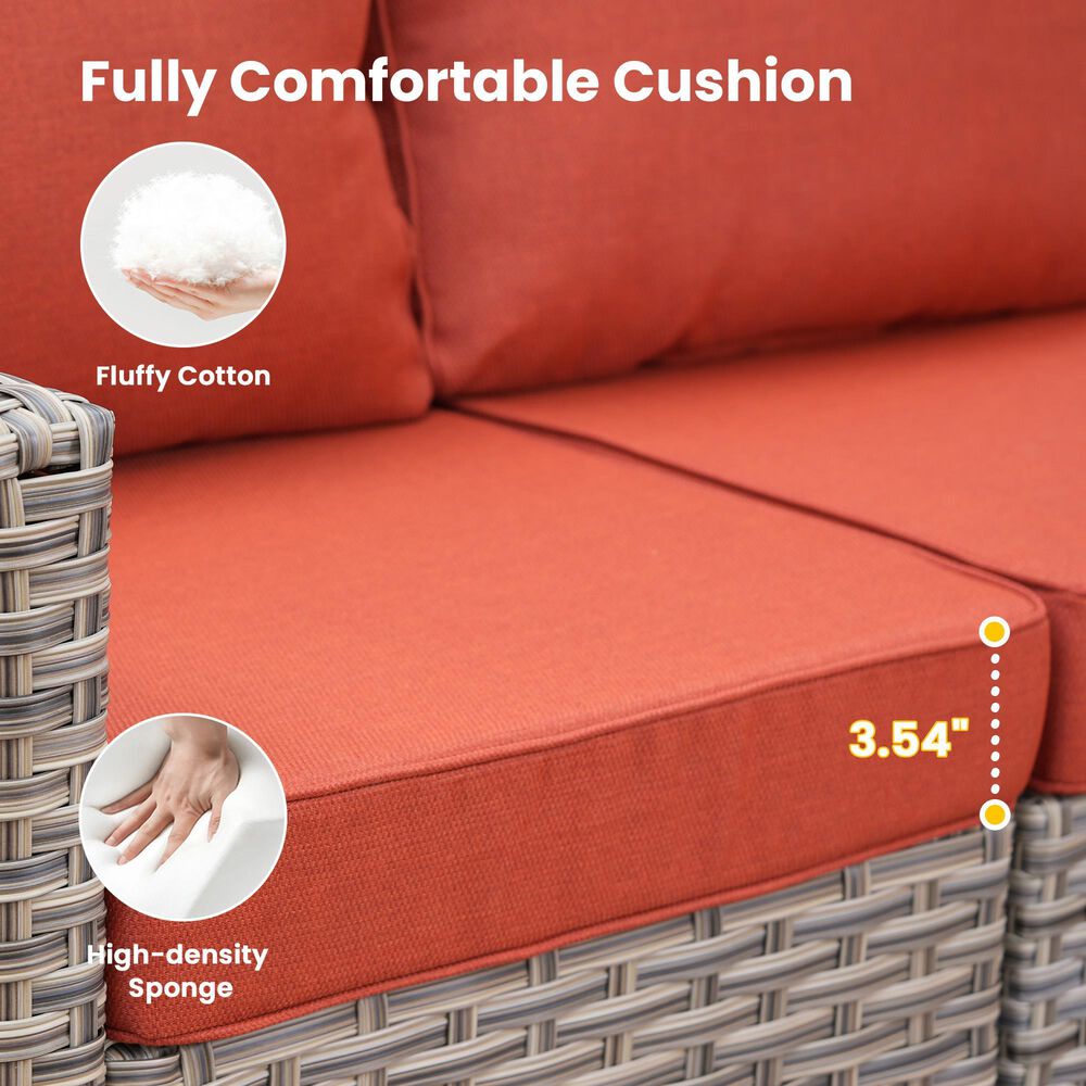 HOMLUX 8-Piece Outdoor Modular Sofa Conversation Set in Coarse-grained Orange, , large