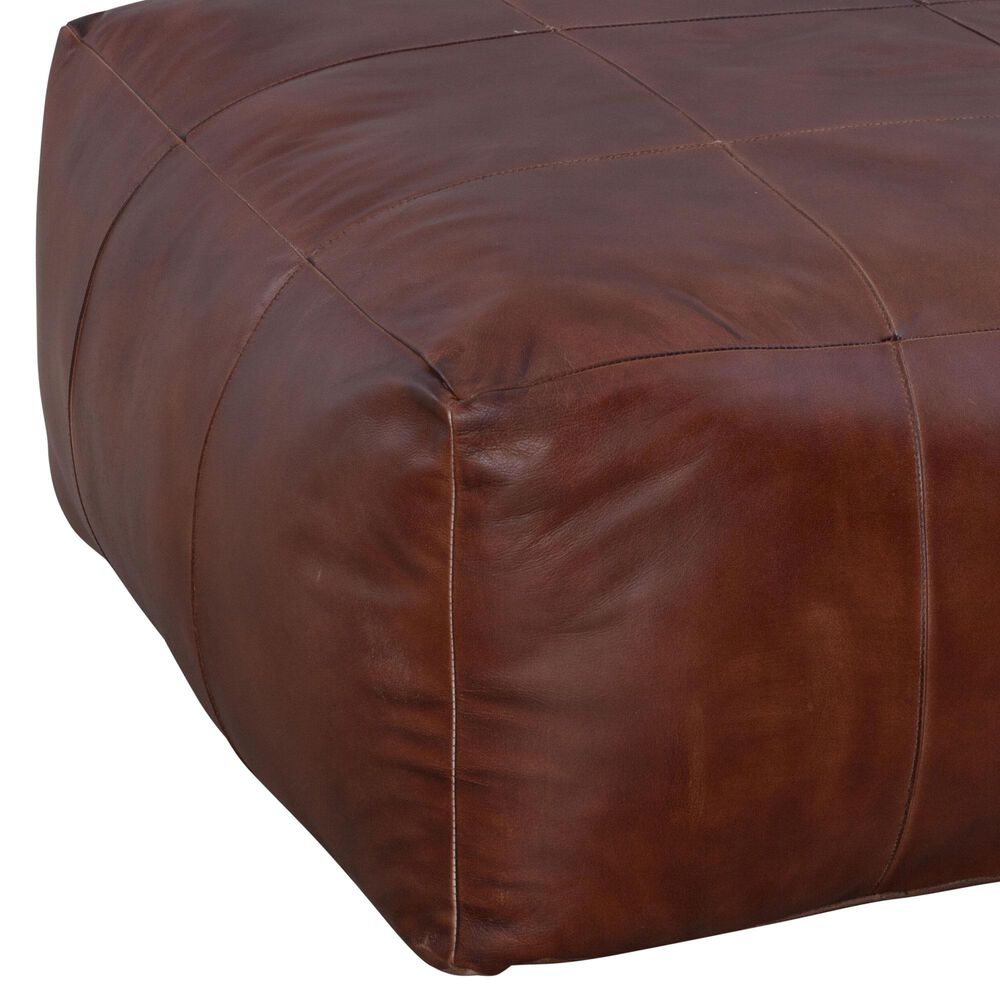Forma &amp; Co Wellington Leather Pouf in Brown, , large