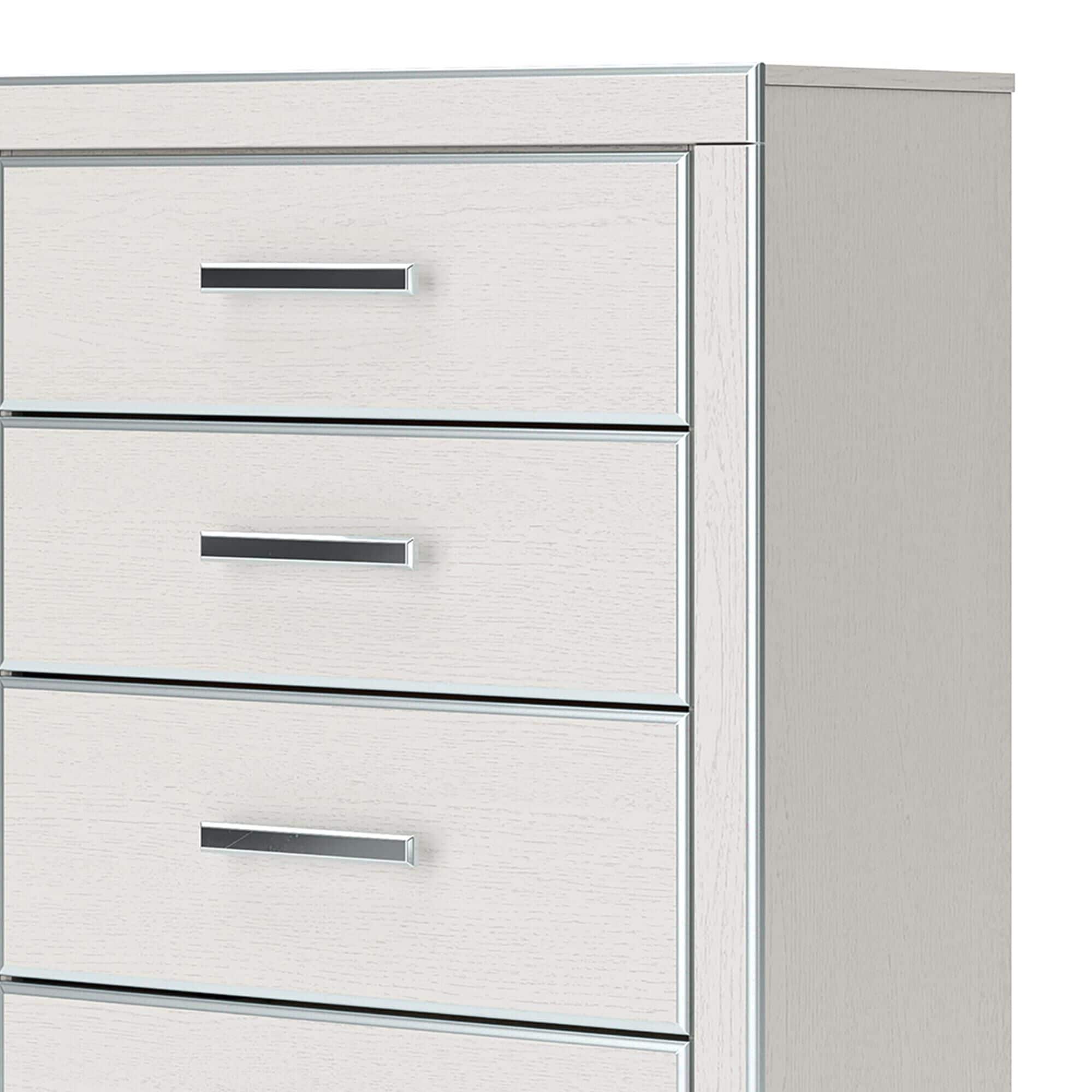 Ashley Zuraleus 6-Drawer Chest in Matte White and Chrome