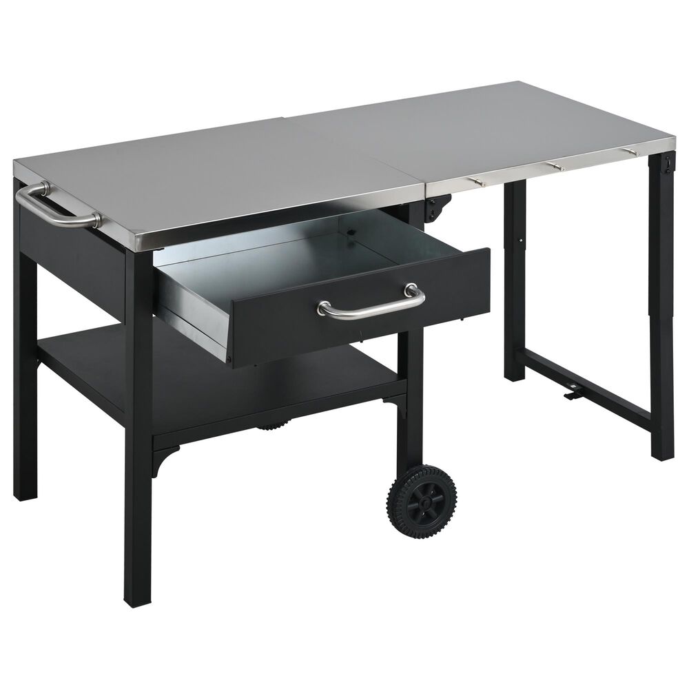 Hearth and Haven Outdoor Foldable Kitchen Cart with Side Table in Black, , large