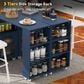 HOMLUX 56" Kitchen Island with Extended Table in Navy Blue, , large